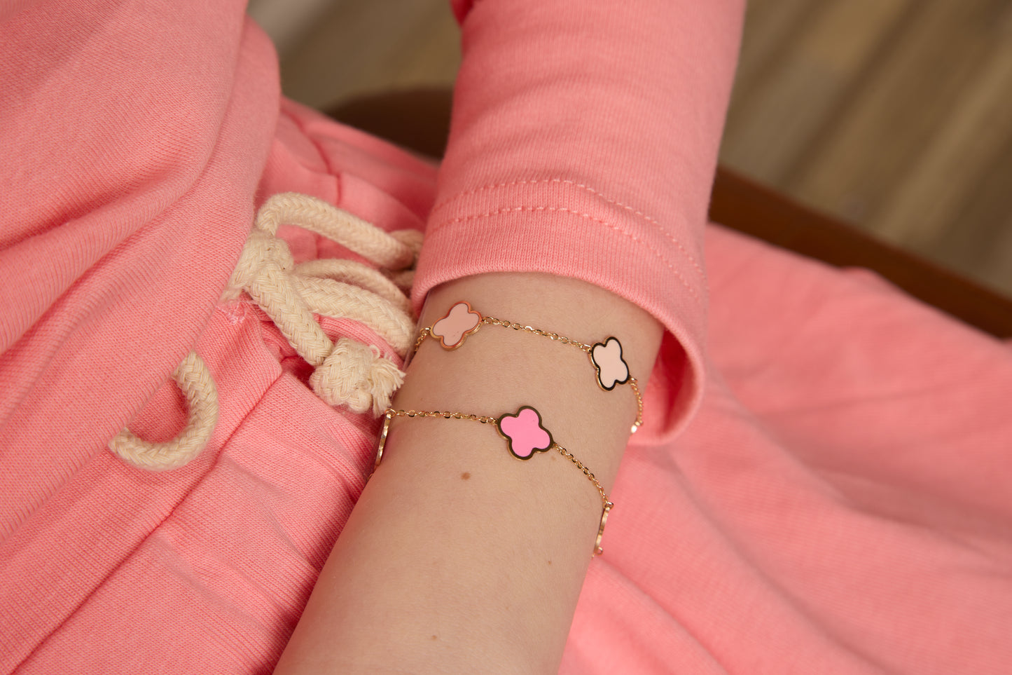 14k 10mm Gemstone Clover Bracelet (+ colors)