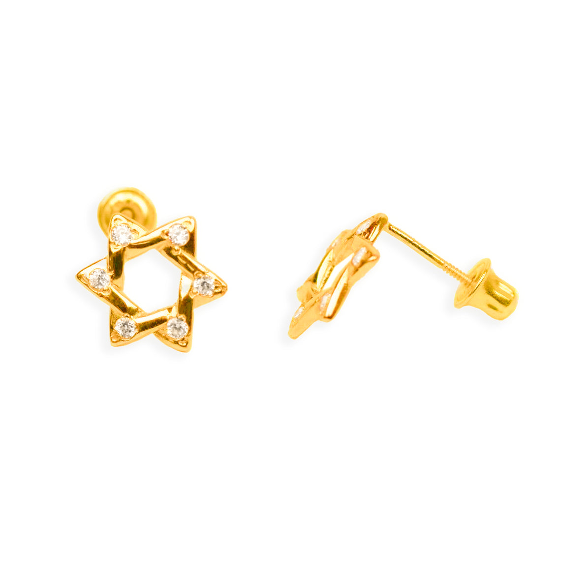 14k Medium Magen David Screw-Back Earrings