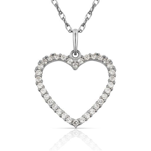 14k White Gold Diamond Heart Necklace