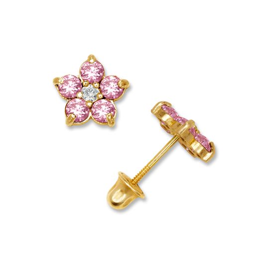 14k Flower Stud Screw-Back Earrings (+ colors)
