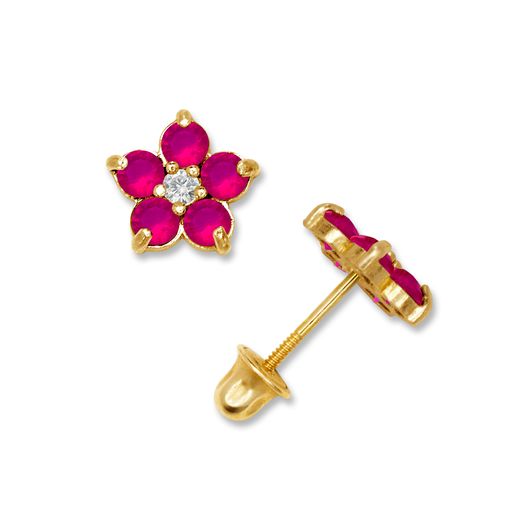 14k Flower Stud Screw-Back Earrings (+ colors)