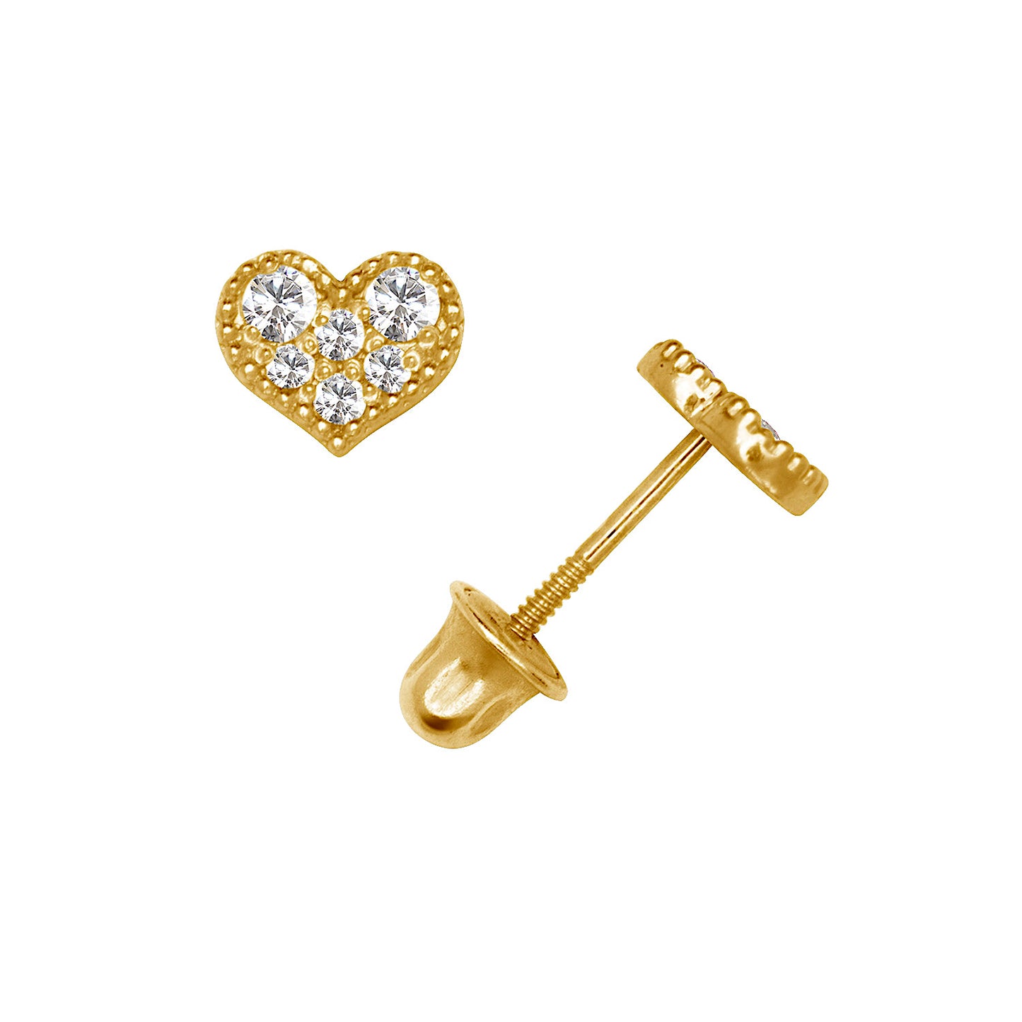 14k Sparkle Heart Minis Screw-Back Earrings
