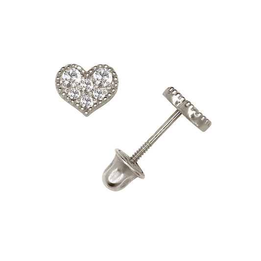 14k Sparkle Heart Minis Screw-Back Earrings
