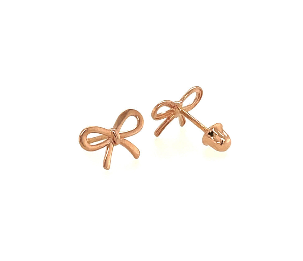 14k Gold Bow Screw-Back Earring
