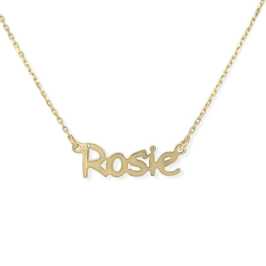 14k Gold Bubble Letter Name Necklace
