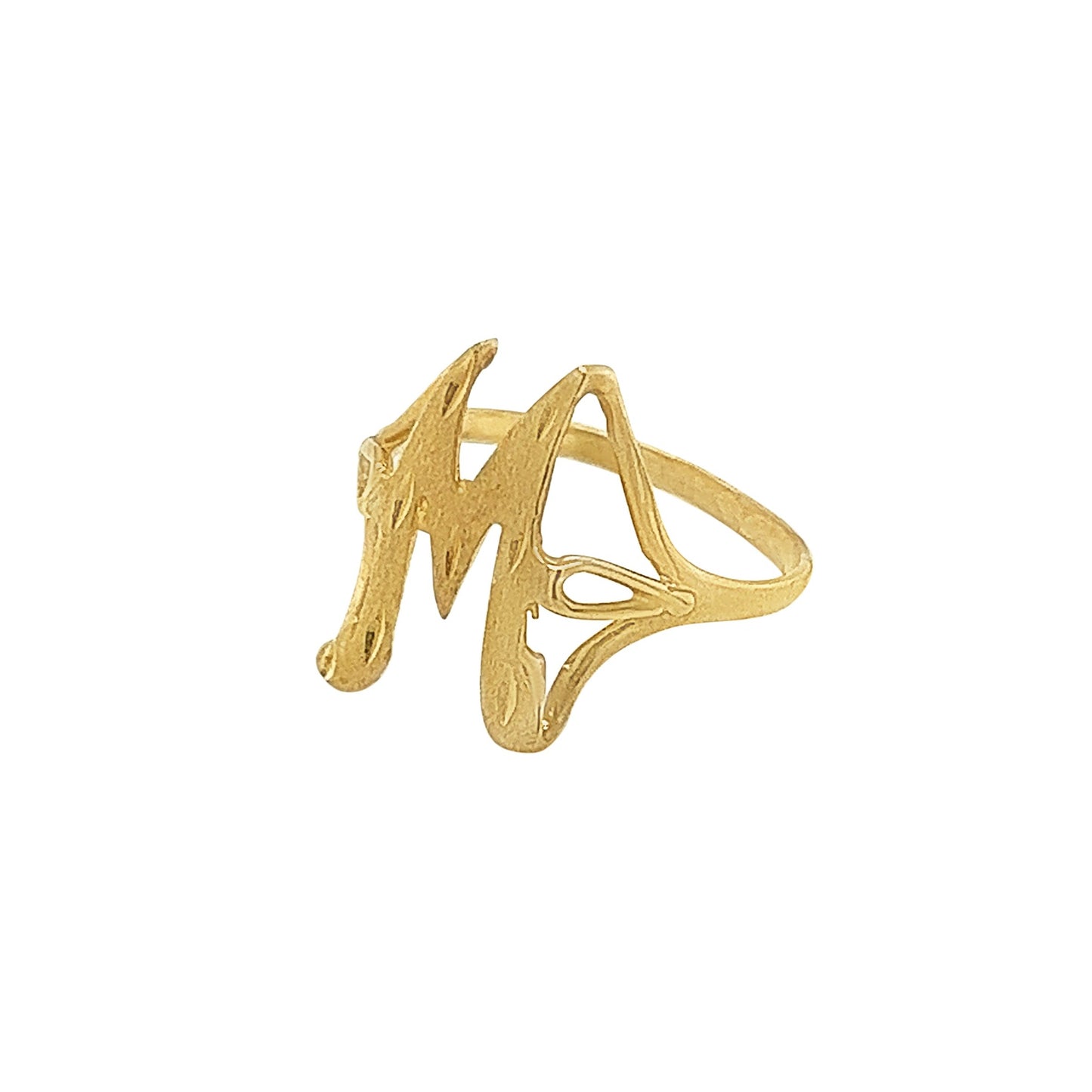 14k Yellow Gold Script Initial Ring