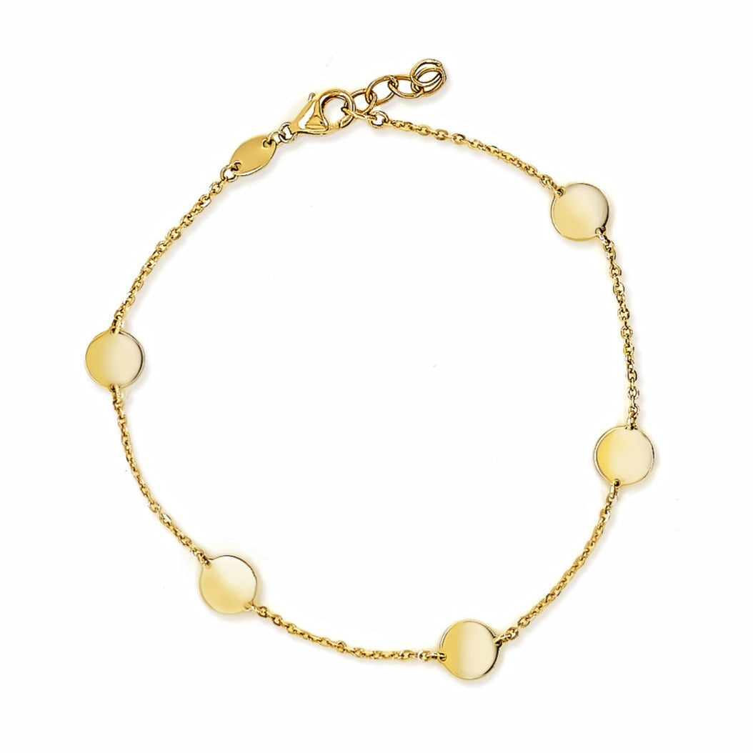 14k Yellow All Gold Disc Bracelet- 5.5mm