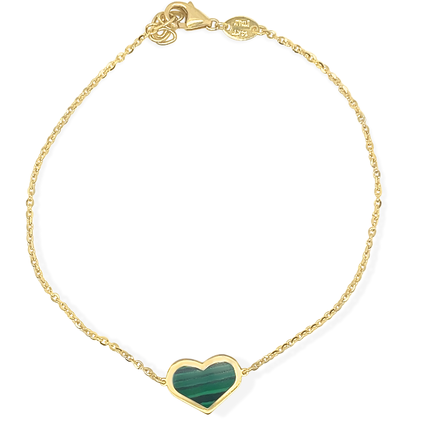 14K Gemstone Single Heart Bracelet