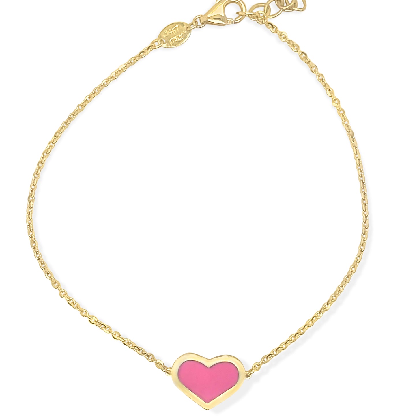 14K Gemstone Single Heart Bracelet