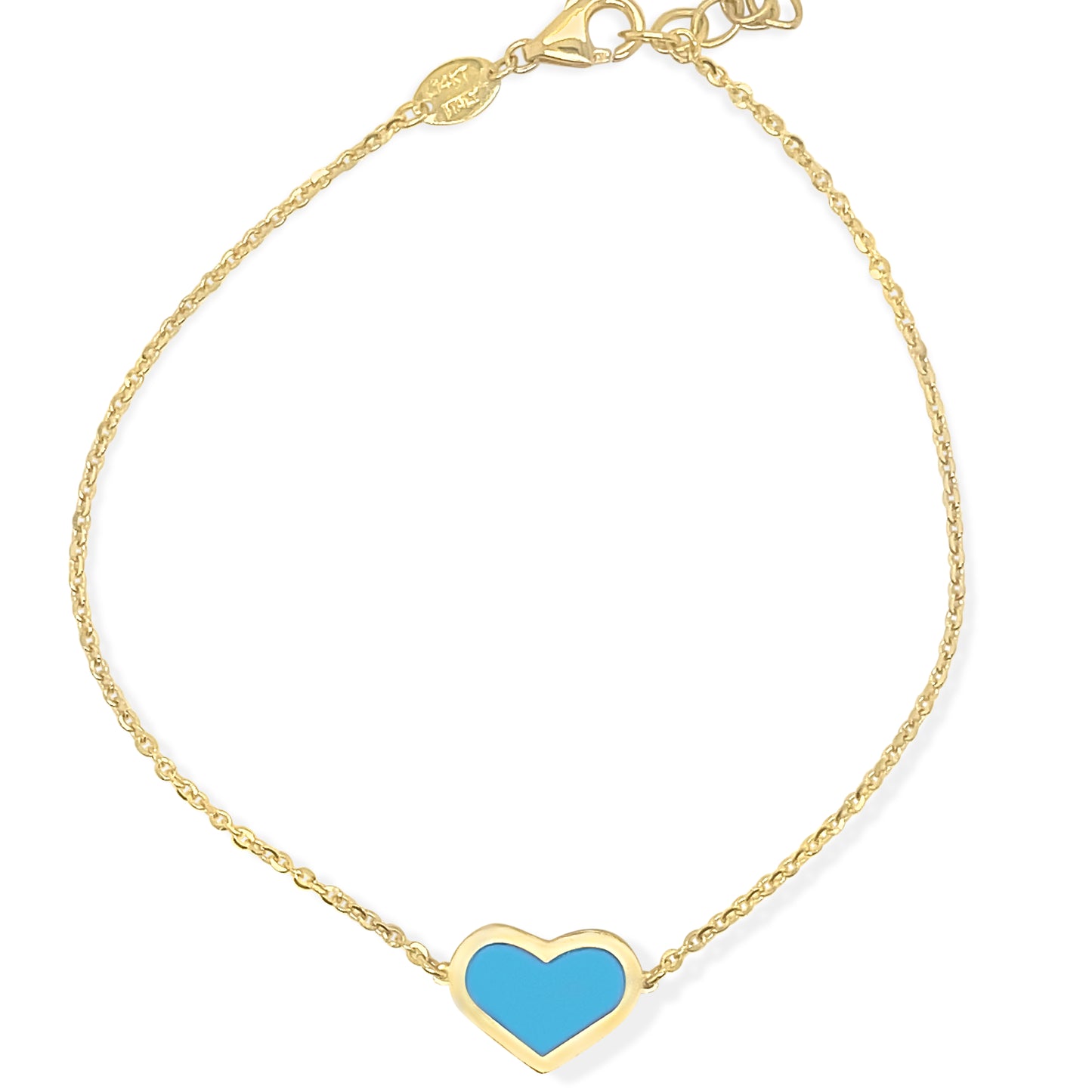 14K Gemstone Single Heart Bracelet