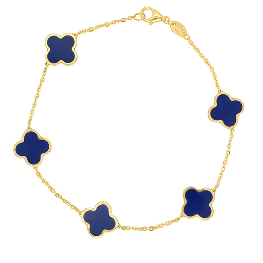 14k 10mm Gemstone Clover Bracelet (+ colors)