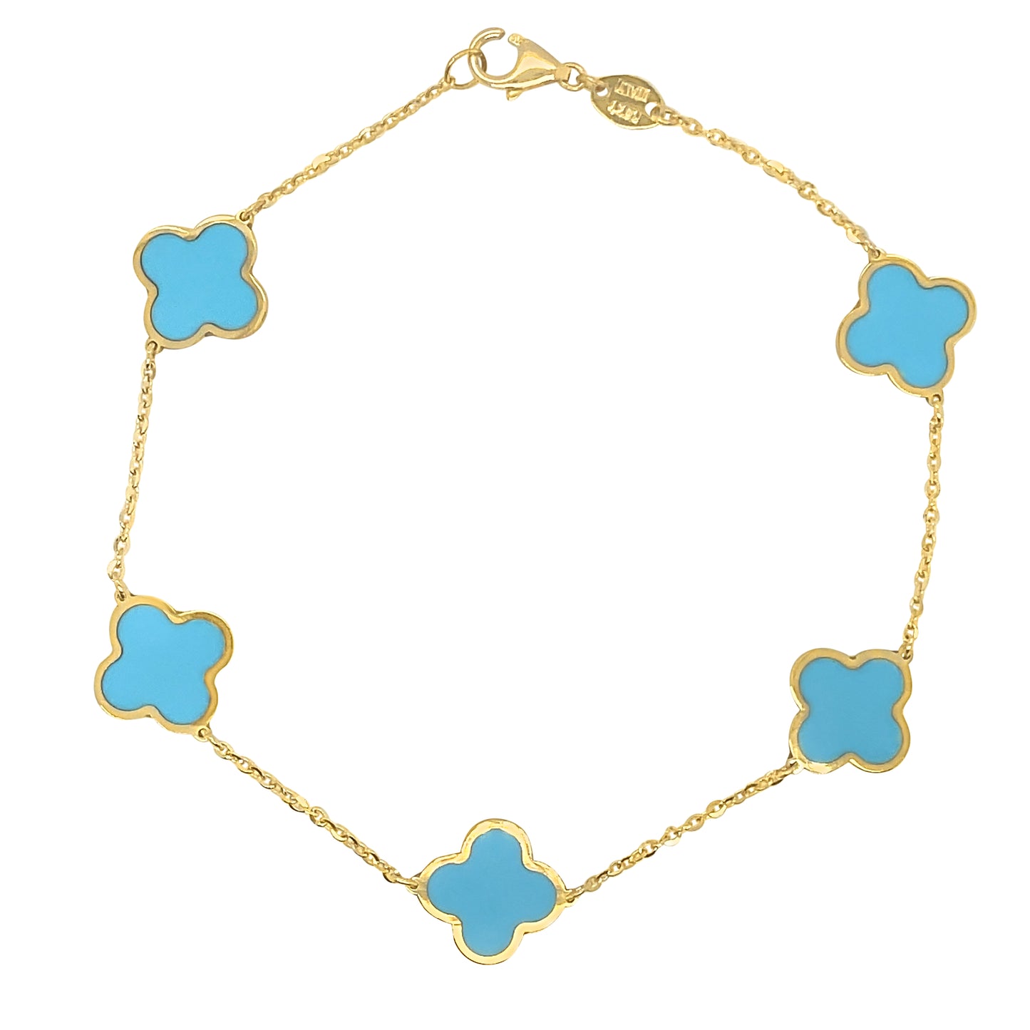 14k 10mm Gemstone Clover Bracelet (+ colors)