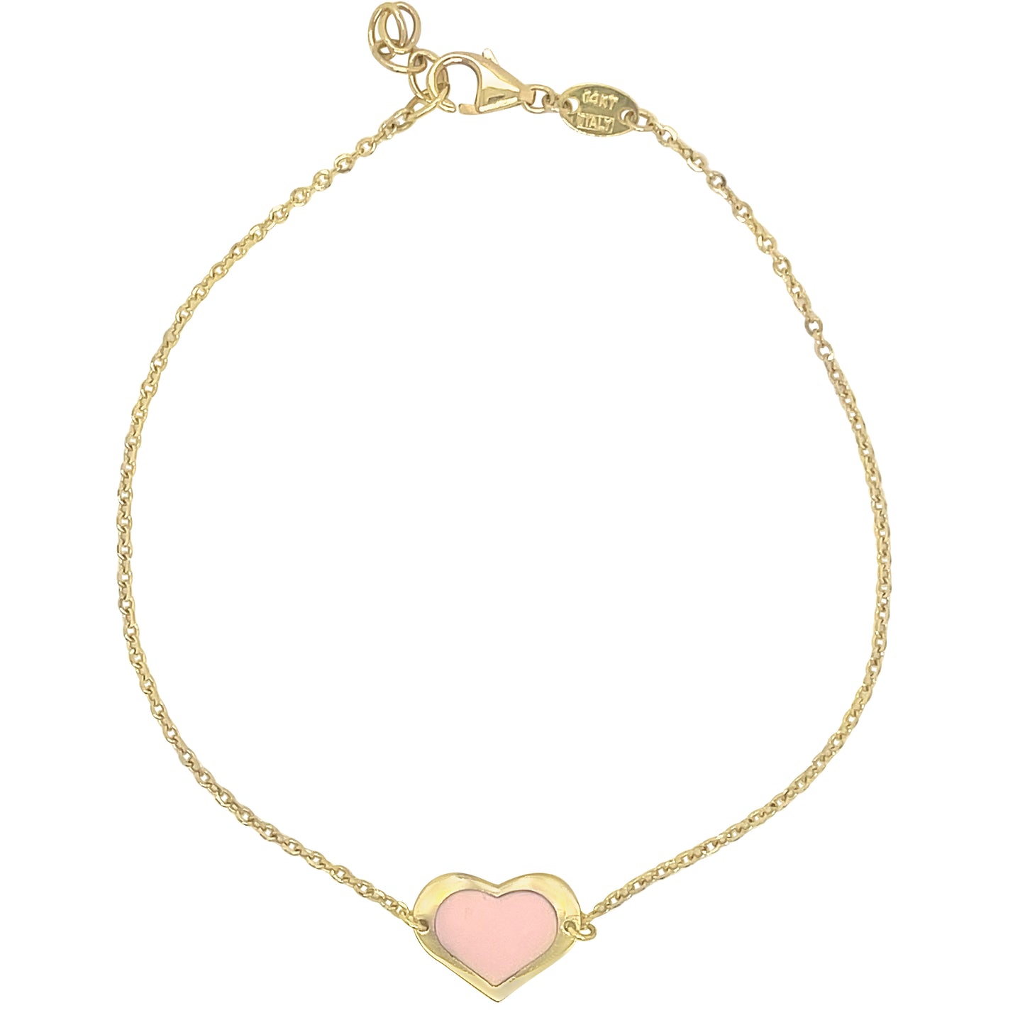 14K Gemstone Single Heart Bracelet