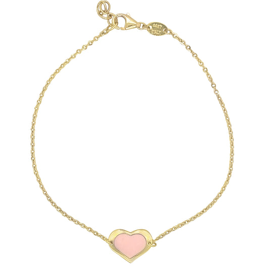 14K Gemstone Single Heart Bracelet