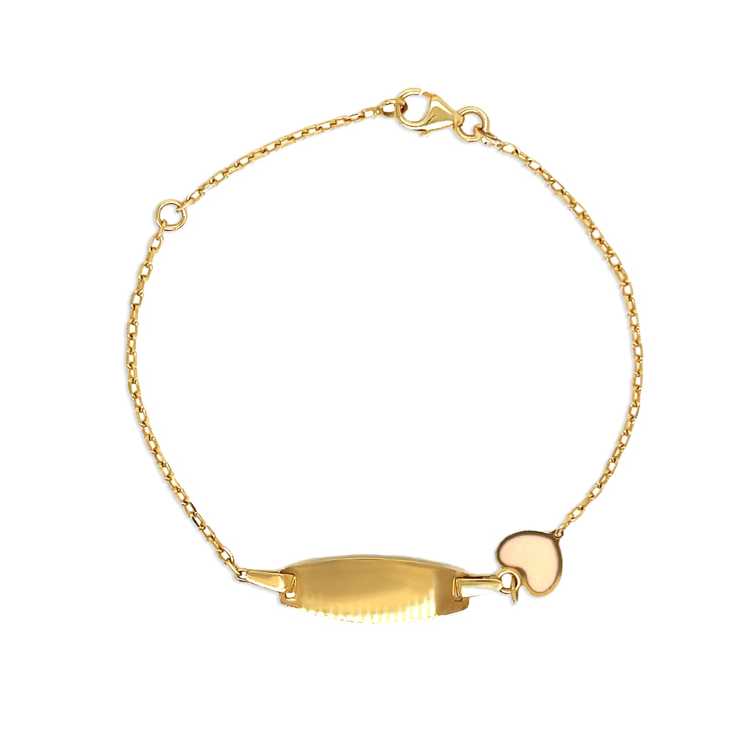 14K Gold Colored Heart Charm ID Bracelet