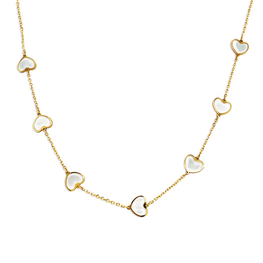 14k Mother Of Pearl Heart By The Yard Necklace