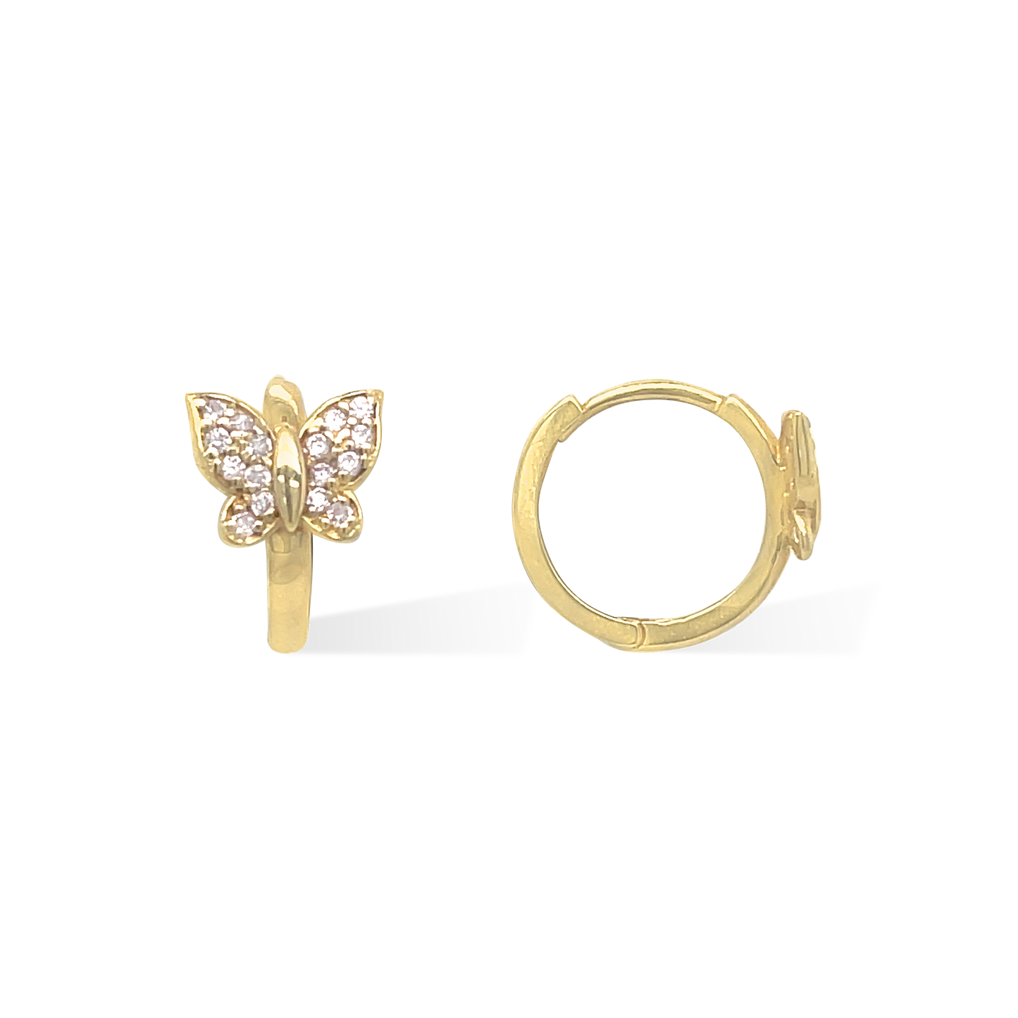 14k Yellow Gold Butterfly Huggie Earrings