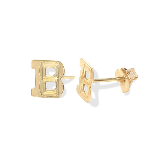 14k Gold Initial Stud Earrings