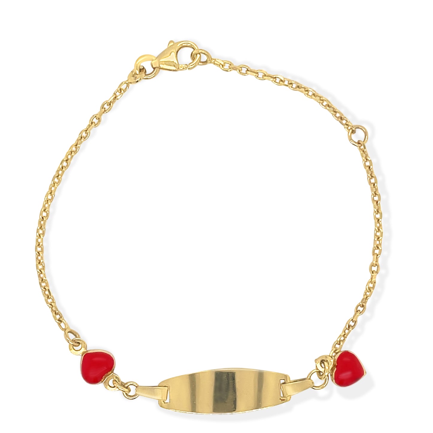 14K Gold Heart Enamel ID Bracelet