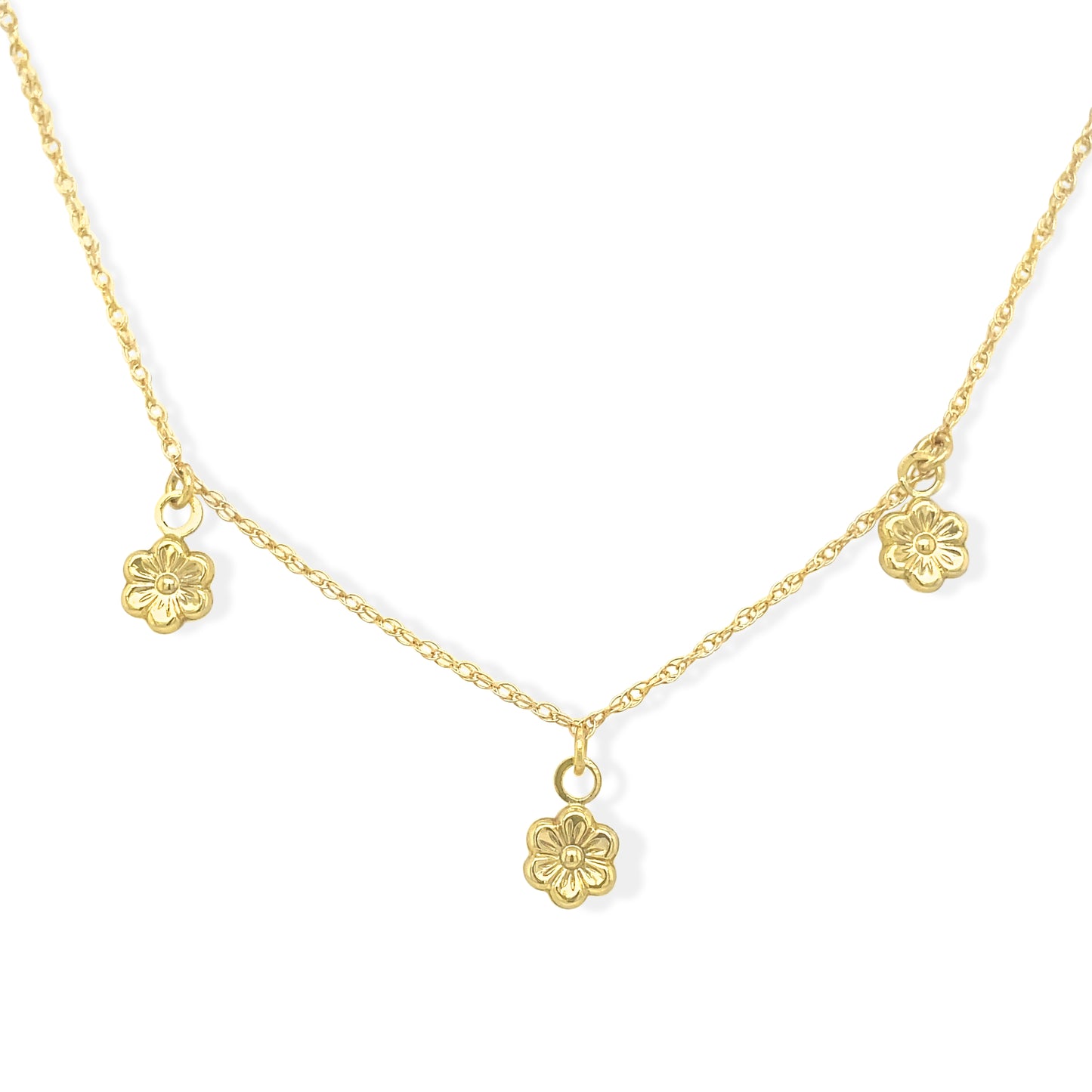 14k Gold Flower Charm Kids Necklace