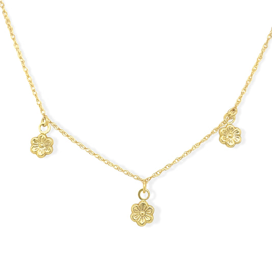 14k Gold Flower Charm Kids Necklace