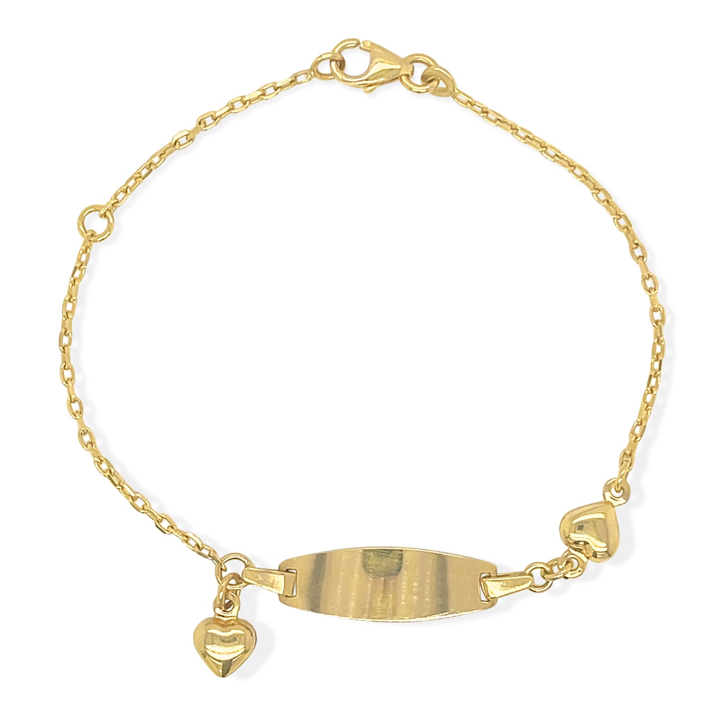 14K Gold Heart ID Bracelet