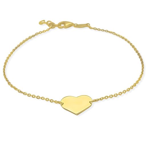14K All Gold Single Heart Bracelet