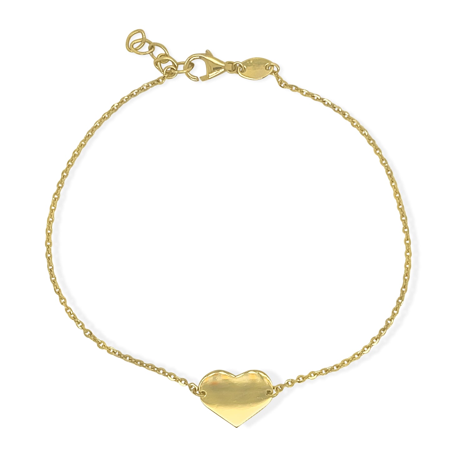14K All Gold Single Heart Bracelet