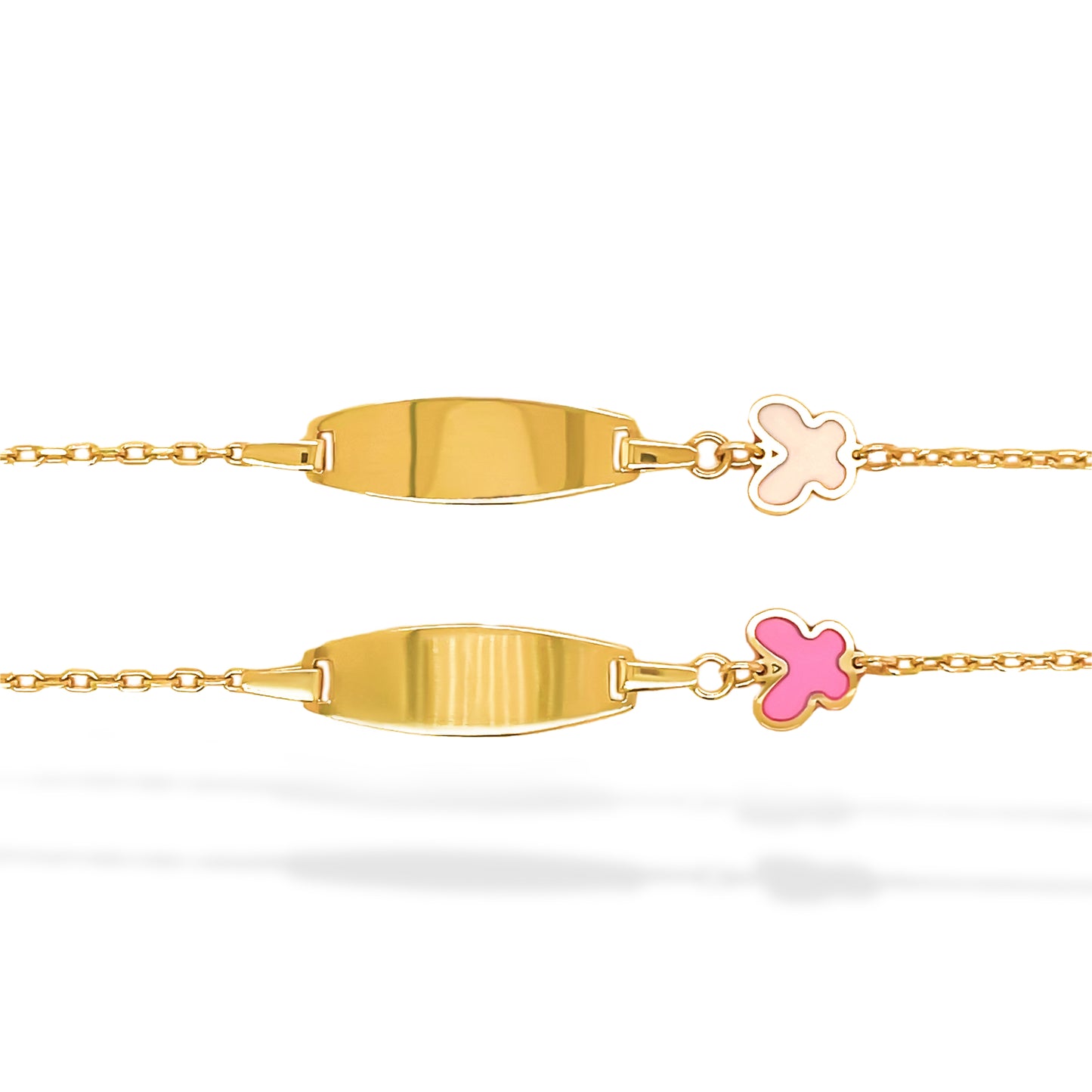 14K Gold Colored Butterfly Charm ID Bracelet