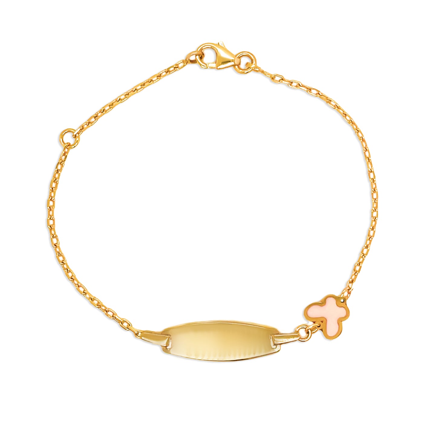 14K Gold Colored Butterfly Charm ID Bracelet