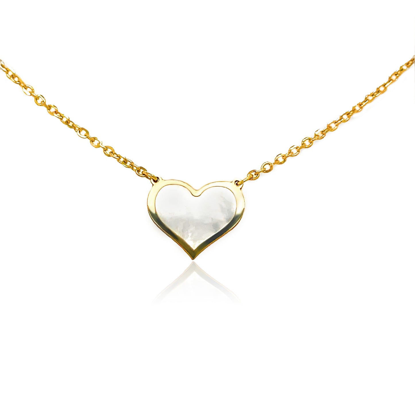 14k Gold Mother Of Pearl Heart Necklace