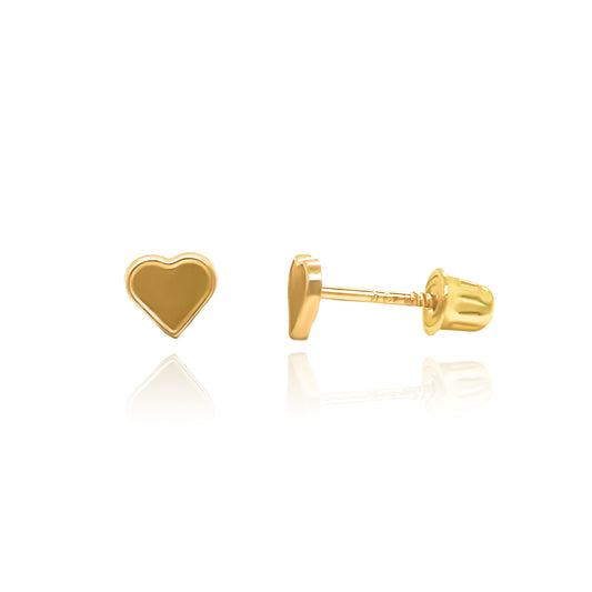 Dainty Gold Heart Screw Back Earrings