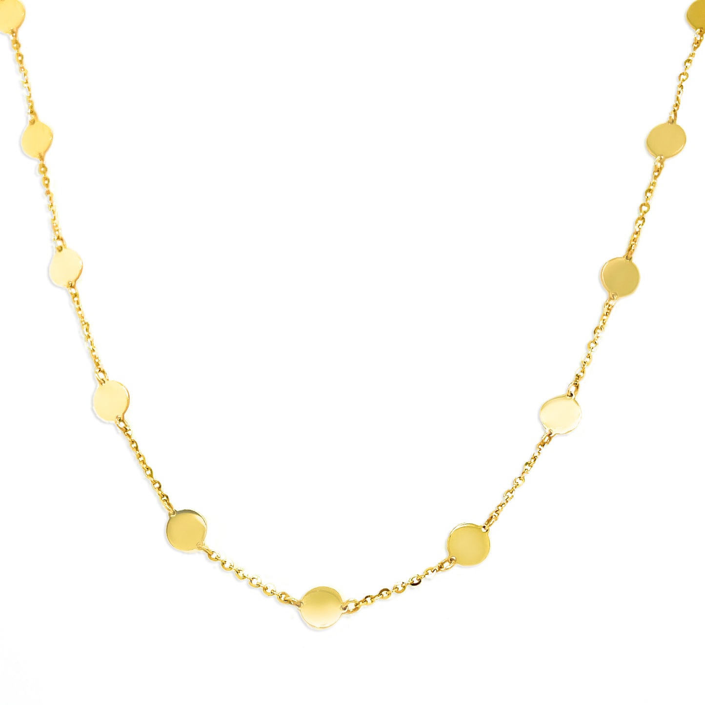 14k Yellow All Gold 4.5mm Disc By The Yard Necklace