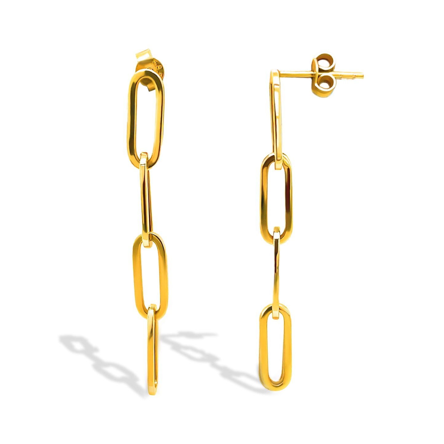 14K Gold Paper Clip Hanging Earrings
