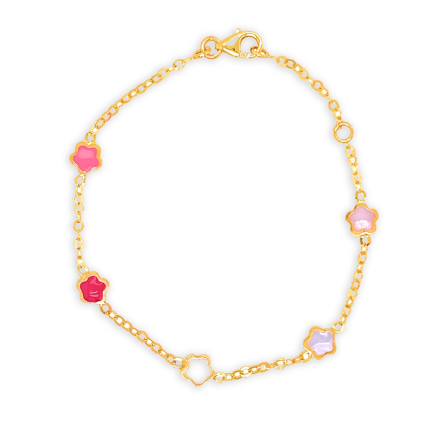 14k Multi Color Floral Enamel Bracelet