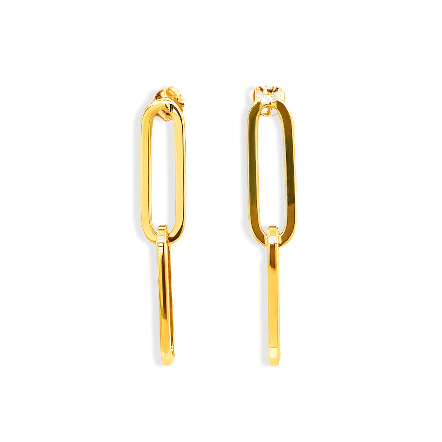 14k Gold Double Linked Paper Clip Earrings