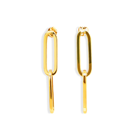 14k Gold Double Linked Paper Clip Earrings