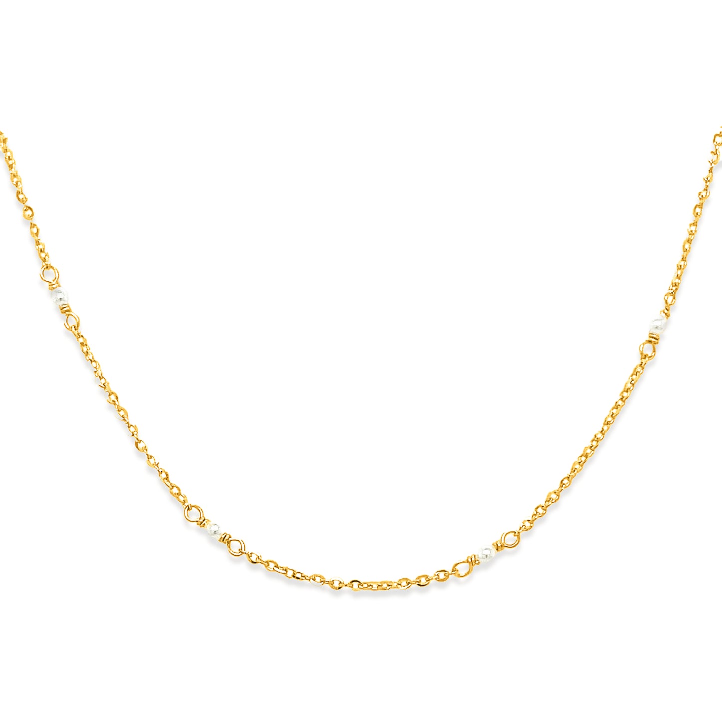 14k Yellow Gold Mini Pearl By Yard Necklace
