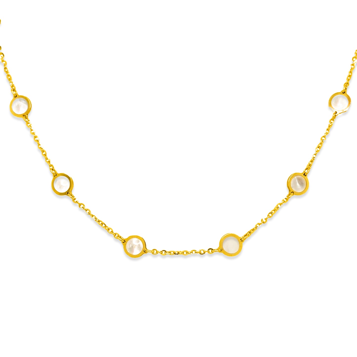 14k Mother Of Pearl 4.5mm Disc Necklace