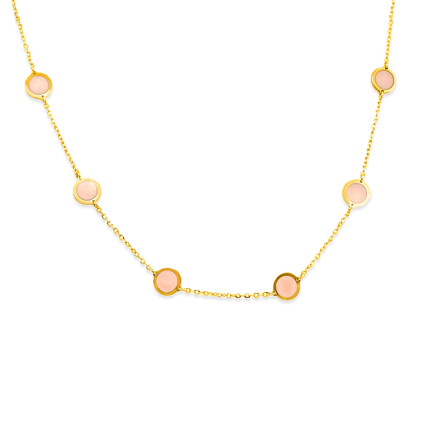 14k Light Pink 5.5mm Disc Necklace