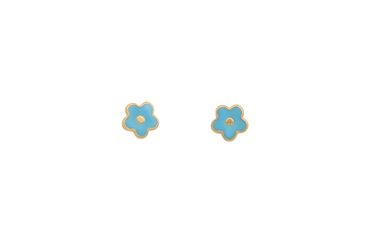14k Gold Mini Enamel Floral Screwback Earrings