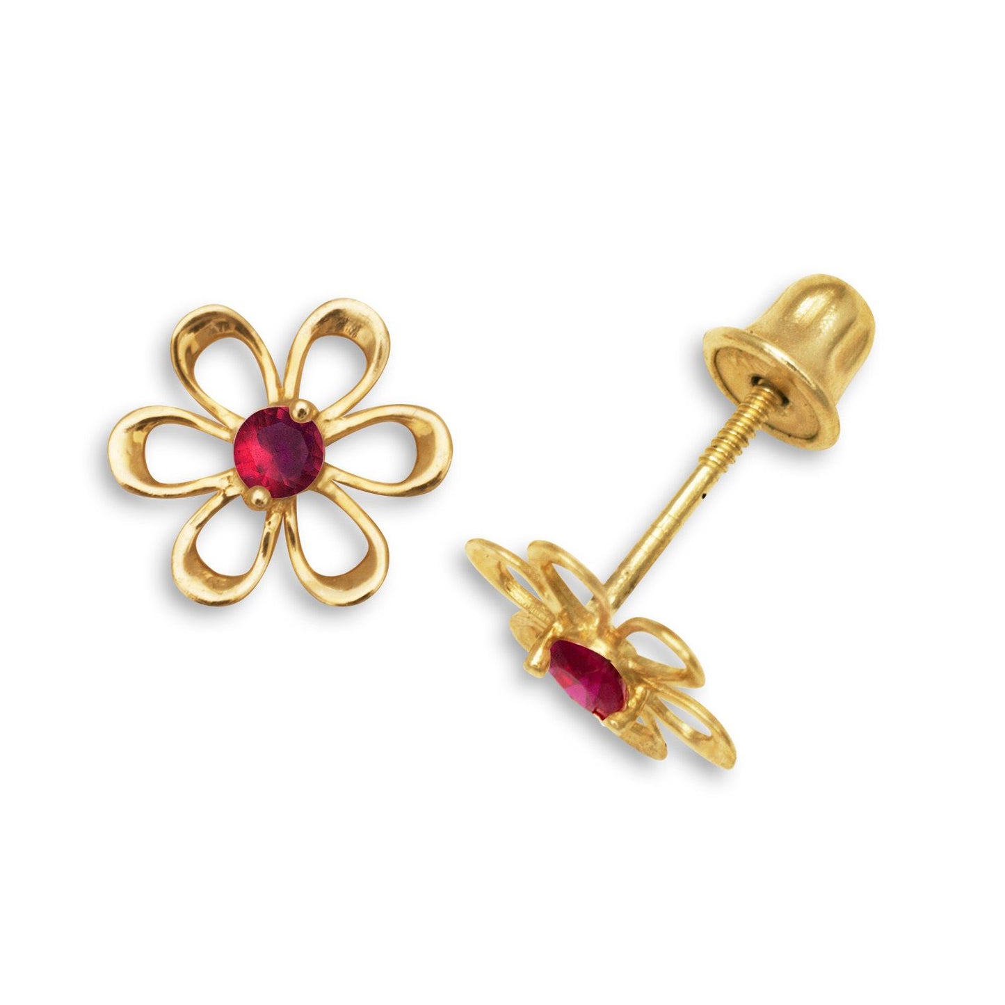 14k Gold Dainty Flower Screw-Back Earrings
