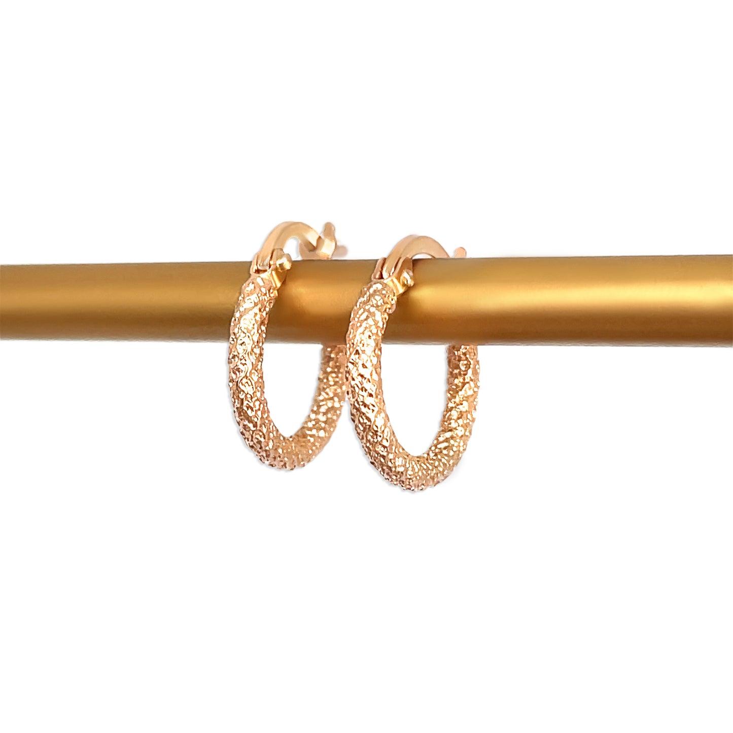 14k Gold Sparkle Hoops- 1/2" Round