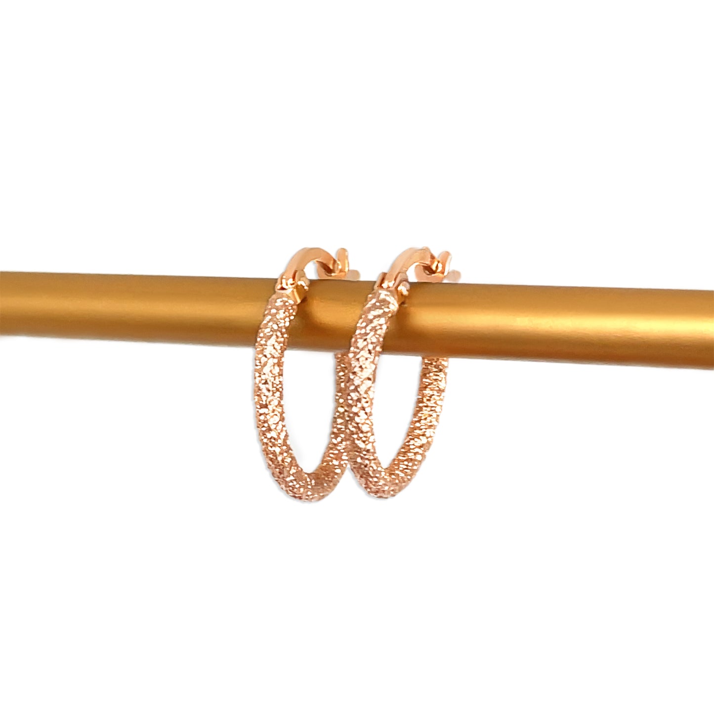 14k Gold Sparkle Hoops- 3/4" Oval