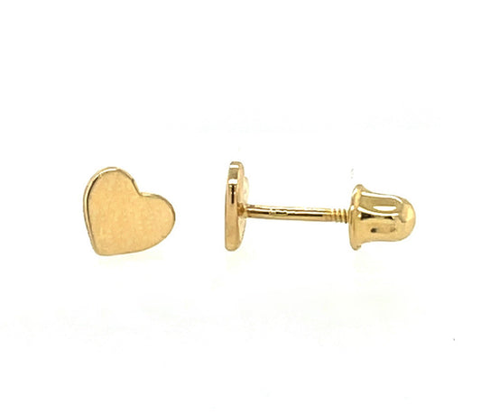 Flat Gold Heart Screw-Back Earrings