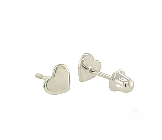 Flat Gold Heart Screw-Back Earrings