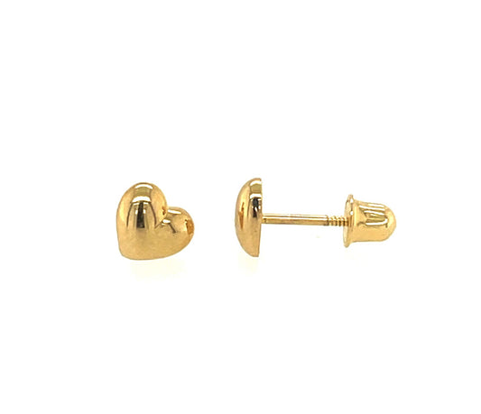 Puffed Heart Screw Back Earrings