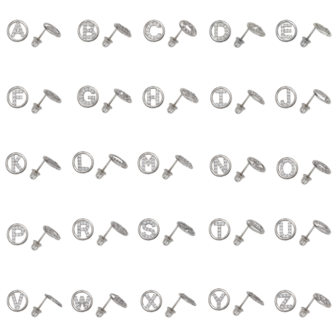 14k Gold Initial Screwback Earrings