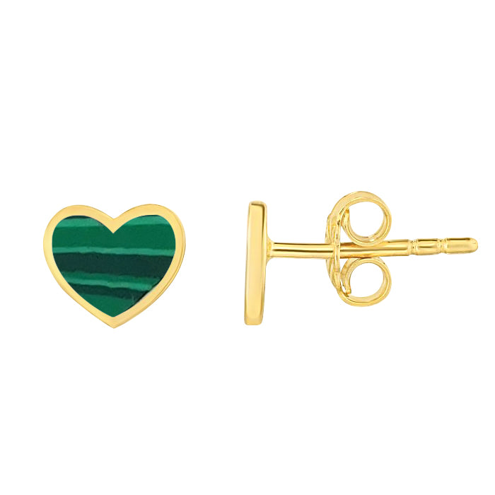 14k Gold Gemstone Heart Earrings