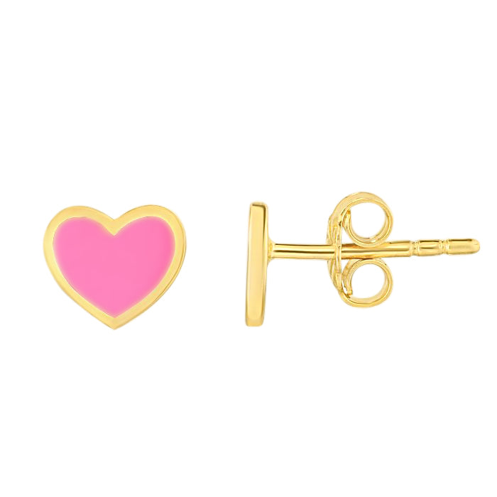 14k Gold Gemstone Heart Earrings
